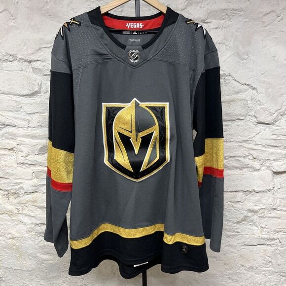 Adidas Authentic Vegas Golden Knights NHL Jersey Gray Home 54 Fight Strap - Picture 1 of 9